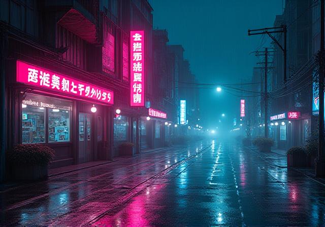 Final rendered illustration of a cyber-noir scene