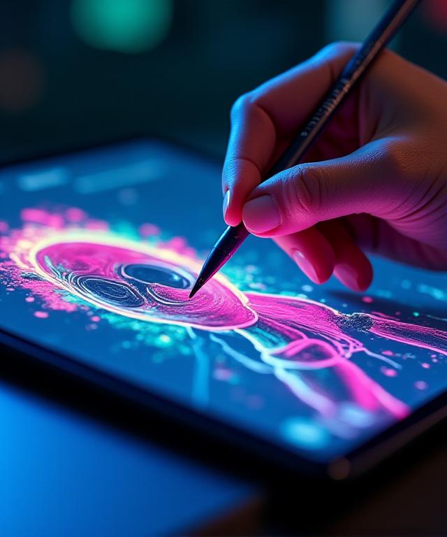 Close up of a digital character illustration in progress