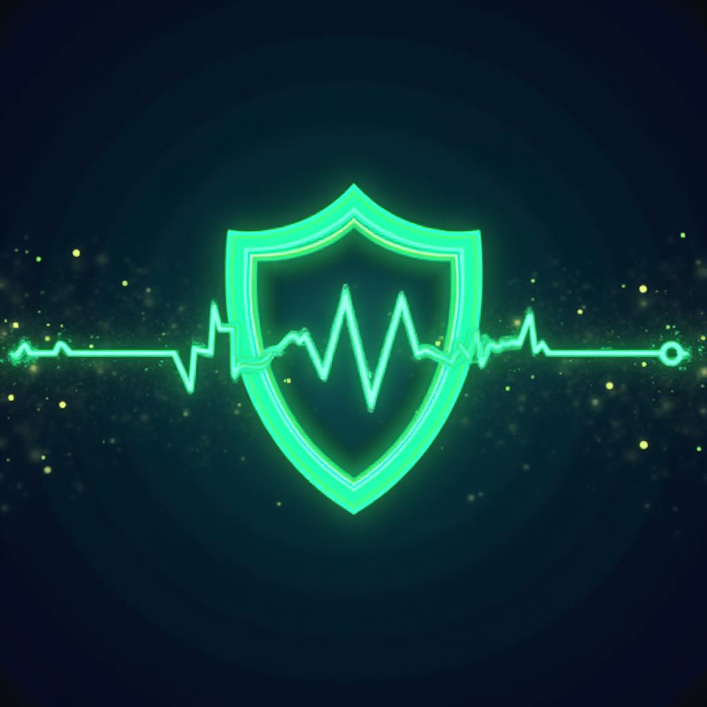 Abstract digital shield artwork with neon accents representing data protection