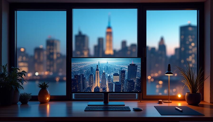 Panoramic view of the UmbraBrush digital illustration workspace in Brooklyn